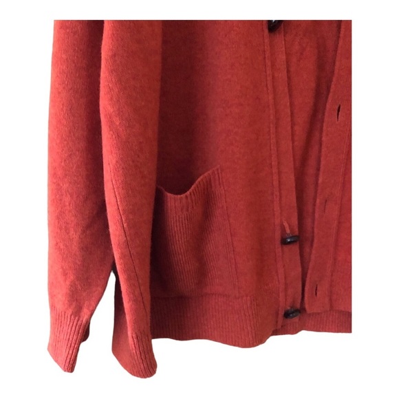 L.L. Bean 100% Lambs Wool Button Down Cardigan Sweater Women's Size XL Orange - Picture 4 of 5